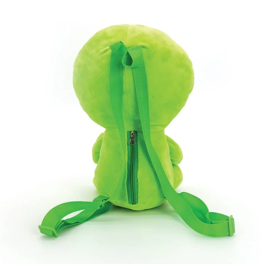 Great Gift! Vibrant Green Alien Plush Backpack Textured & Unique 3D Design